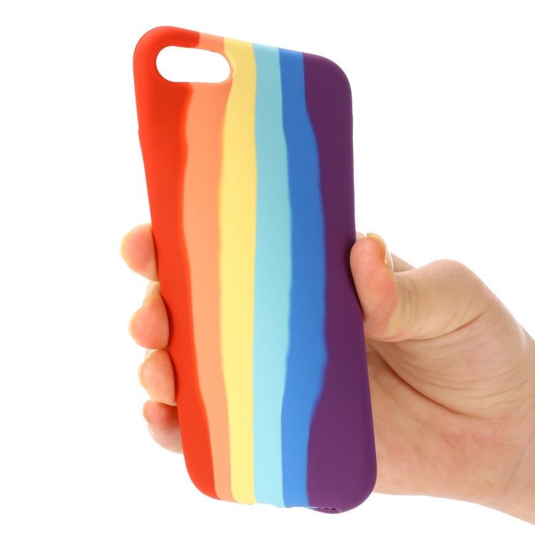 For iPhone SE 2022 / SE 2020 / 8 / 7 Rainbow Liquid Silicone Shockproof Full Coverage Protective Case
