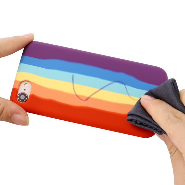 For iPhone SE 2022 / SE 2020 / 8 / 7 Rainbow Liquid Silicone Shockproof Full Coverage Protective Case