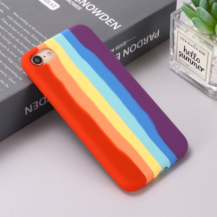 For iPhone SE 2022 / SE 2020 / 8 / 7 Rainbow Liquid Silicone Shockproof Full Coverage Protective Case