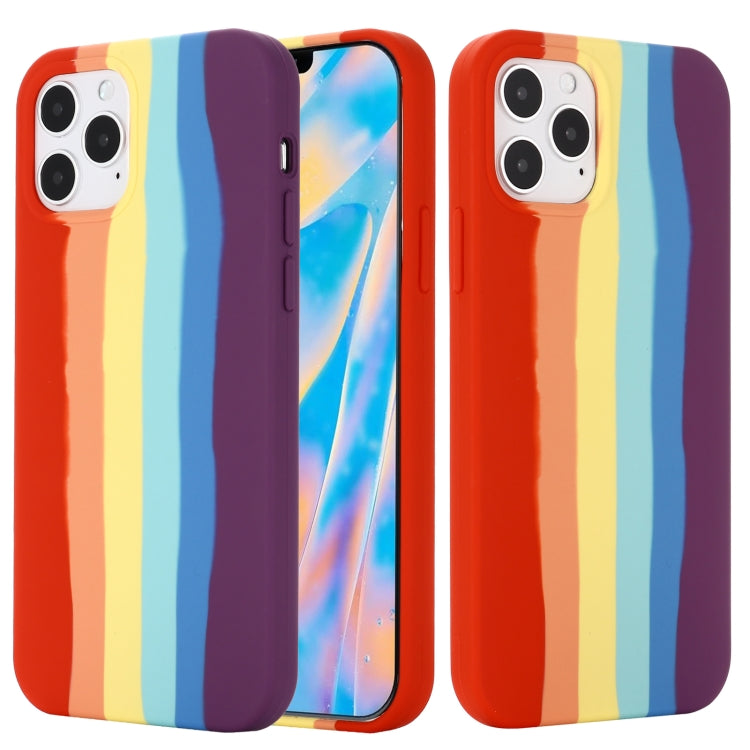 For iPhone 12 mini Rainbow Liquid Silicone Shockproof Full Coverage Protective Case