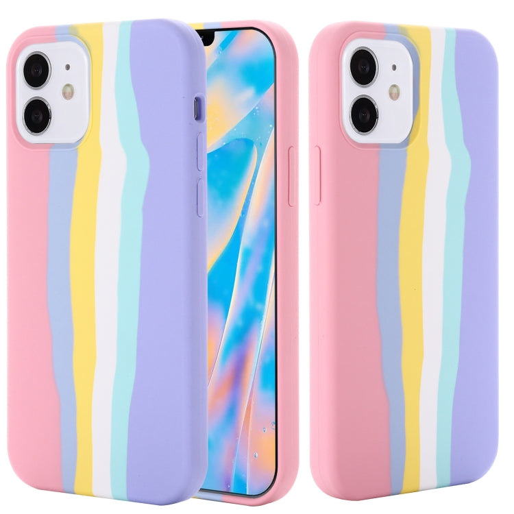 For iPhone 12 mini Rainbow Liquid Silicone Shockproof Full Coverage Protective Case