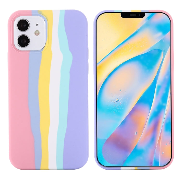 For iPhone 12 mini Rainbow Liquid Silicone Shockproof Full Coverage Protective Case