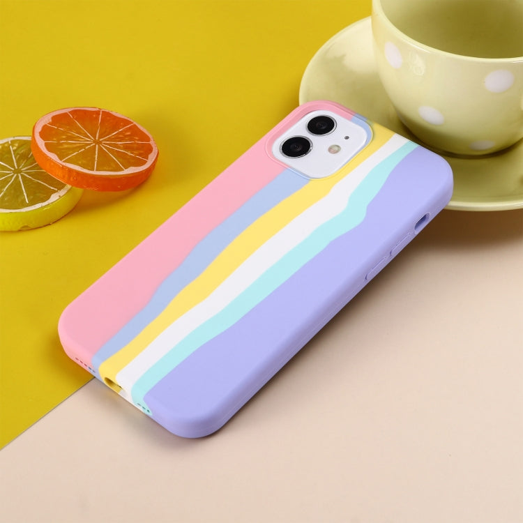 For iPhone 12 mini Rainbow Liquid Silicone Shockproof Full Coverage Protective Case