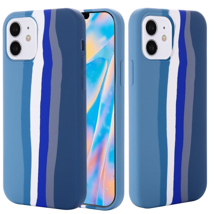 For iPhone 12 mini Rainbow Liquid Silicone Shockproof Full Coverage Protective Case