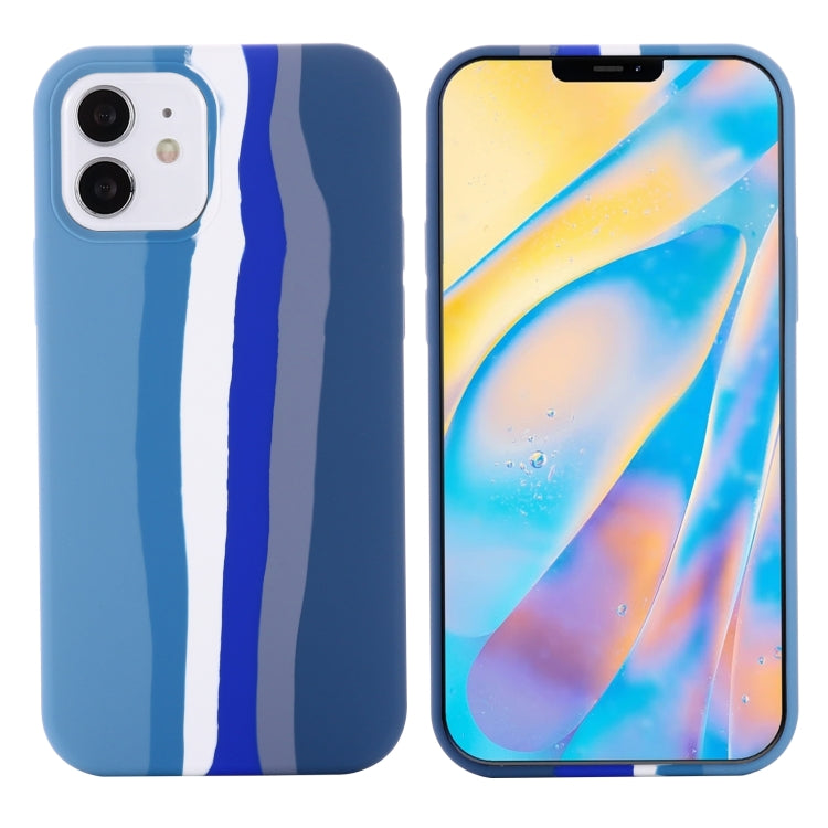 For iPhone 12 mini Rainbow Liquid Silicone Shockproof Full Coverage Protective Case