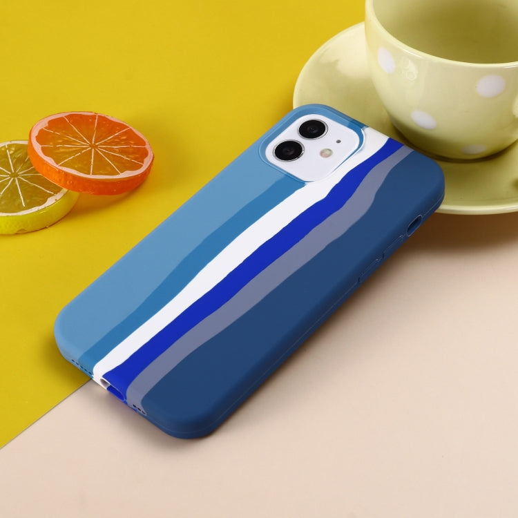For iPhone 12 mini Rainbow Liquid Silicone Shockproof Full Coverage Protective Case