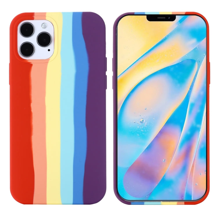 For iPhone 12 mini Rainbow Liquid Silicone Shockproof Full Coverage Protective Case
