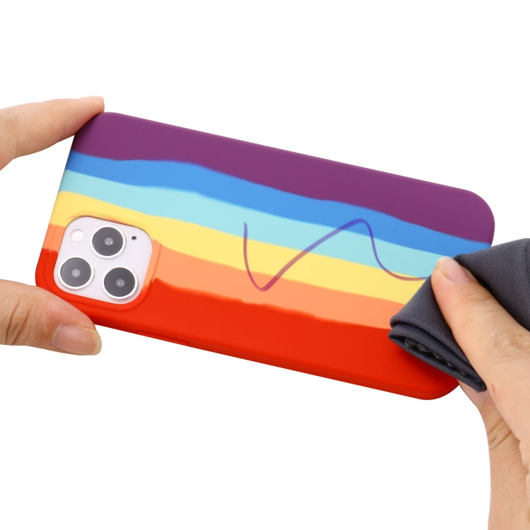 For iPhone 12 mini Rainbow Liquid Silicone Shockproof Full Coverage Protective Case
