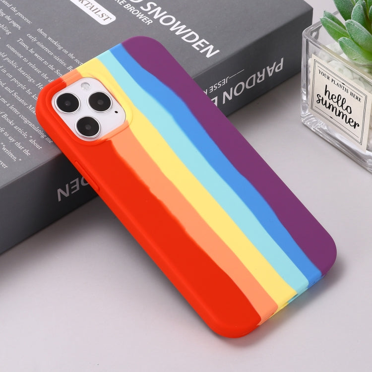 For iPhone 12 mini Rainbow Liquid Silicone Shockproof Full Coverage Protective Case
