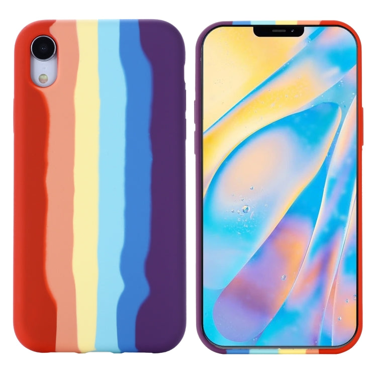 For iPhone XR Rainbow Liquid Silicone Shockproof Full Coverage Protective Case