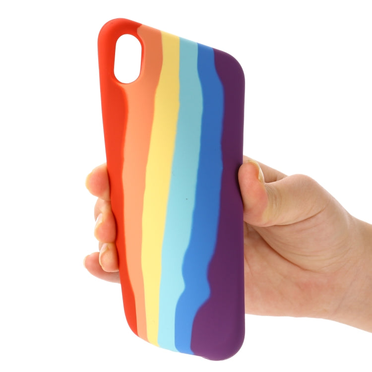 For iPhone XR Rainbow Liquid Silicone Shockproof Full Coverage Protective Case