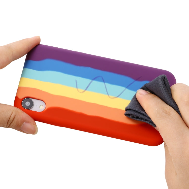 For iPhone XR Rainbow Liquid Silicone Shockproof Full Coverage Protective Case
