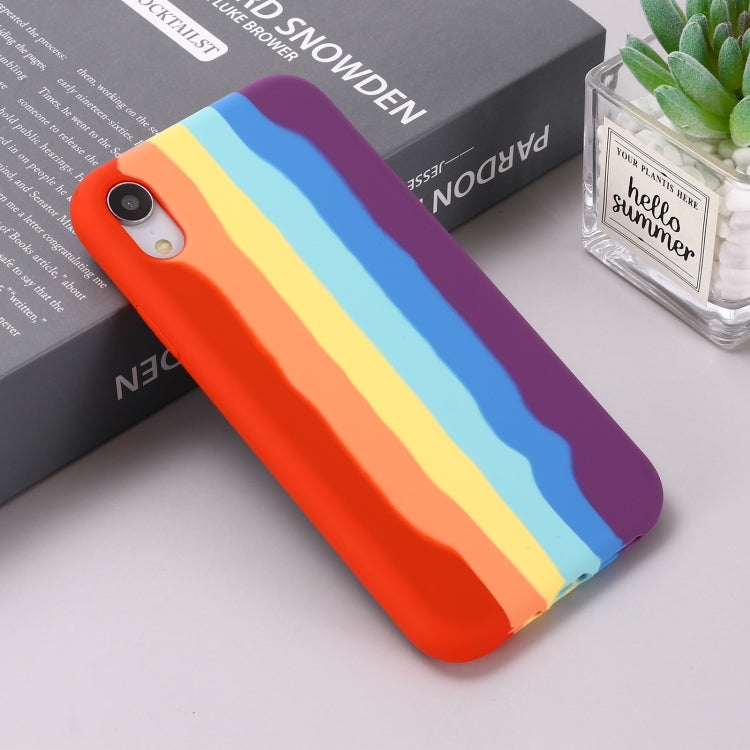 For iPhone XR Rainbow Liquid Silicone Shockproof Full Coverage Protective Case