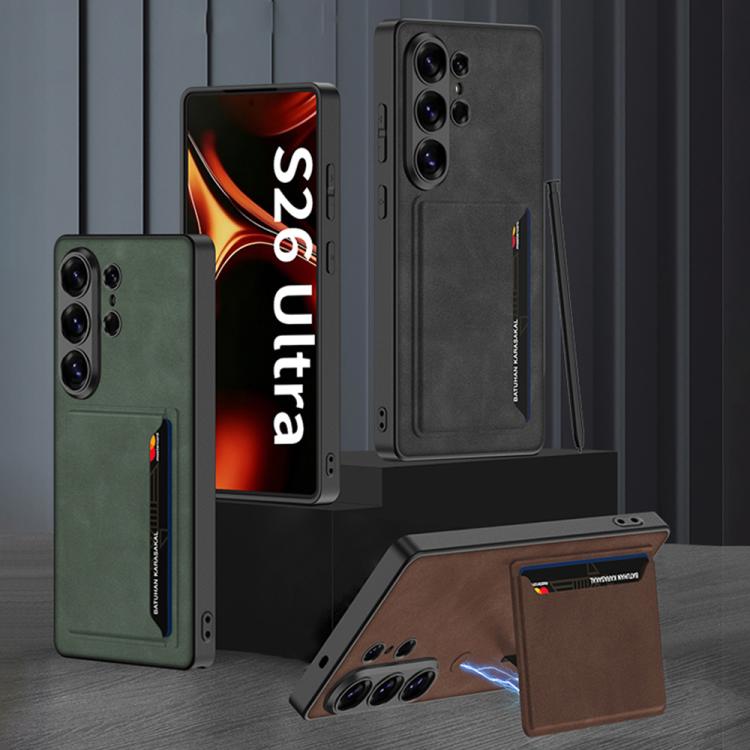 For Samsung Galaxy S26 Ultra 5G GKK Ultra-thin Leather Card Bag Frosted Phone Case With Magnetic Holder