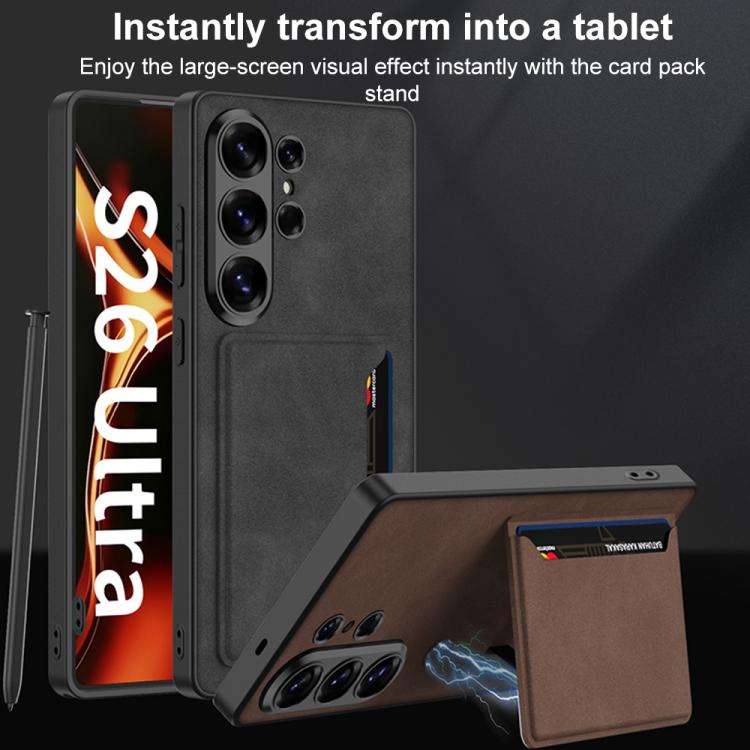 For Samsung Galaxy S26 Ultra 5G GKK Ultra-thin Leather Card Bag Frosted Phone Case With Magnetic Holder