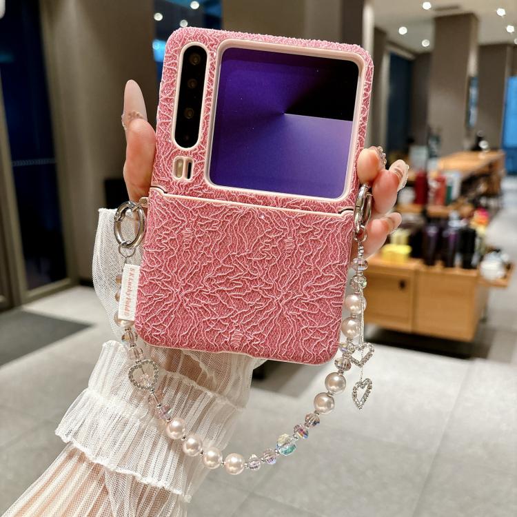 For Huawei Pura X Dual Side Metal Hooks Lace Embossed Phone Case with Wrist Strap