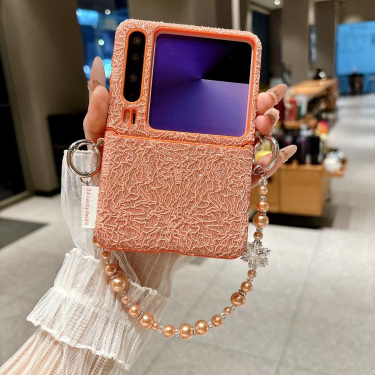 For Huawei Pura X Dual Side Metal Hooks Lace Embossed Phone Case with Wrist Strap