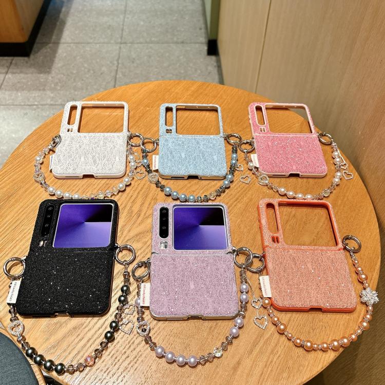 For Huawei Pura X Dual Side Metal Hooks Lace Embossed Phone Case with Wrist Strap