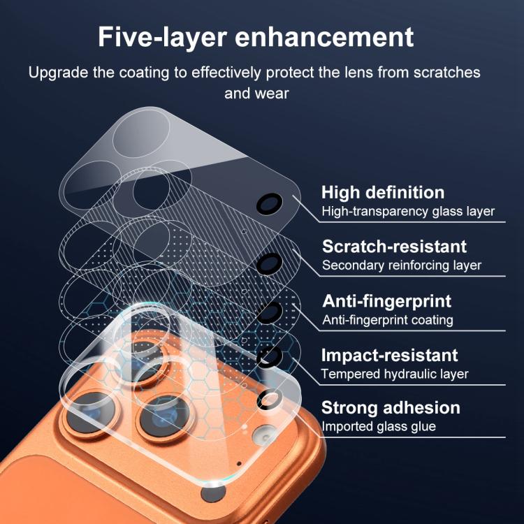 For iPhone 17 Pro Max XDcase 5pcs Transparent Integrated Tempered Glass Camera Film