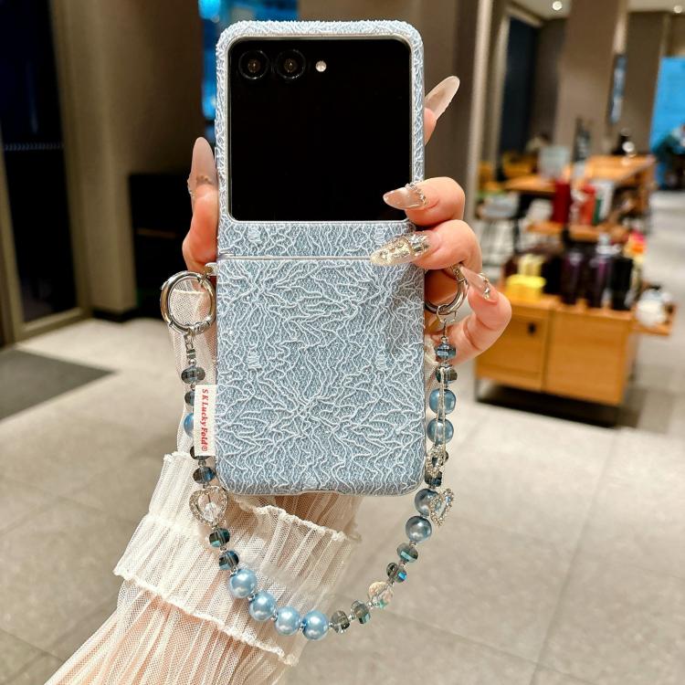 For Motorola Razr 50 / 60 Dual Side Metal Hooks Lace Embossed Phone Case with Wrist Strap