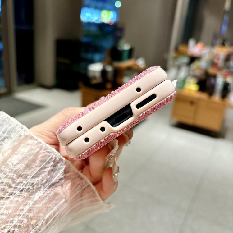 For Motorola Razr 50 / 60 Dual Side Metal Hooks Lace Embossed Phone Case with Wrist Strap