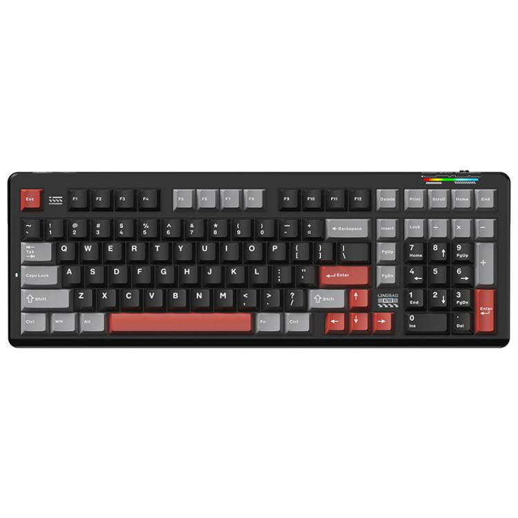 LINGBAO K98 101 Keys Triple-mode Wireless Game Keyboard, Type:Black Red-Red Rabbit Axis