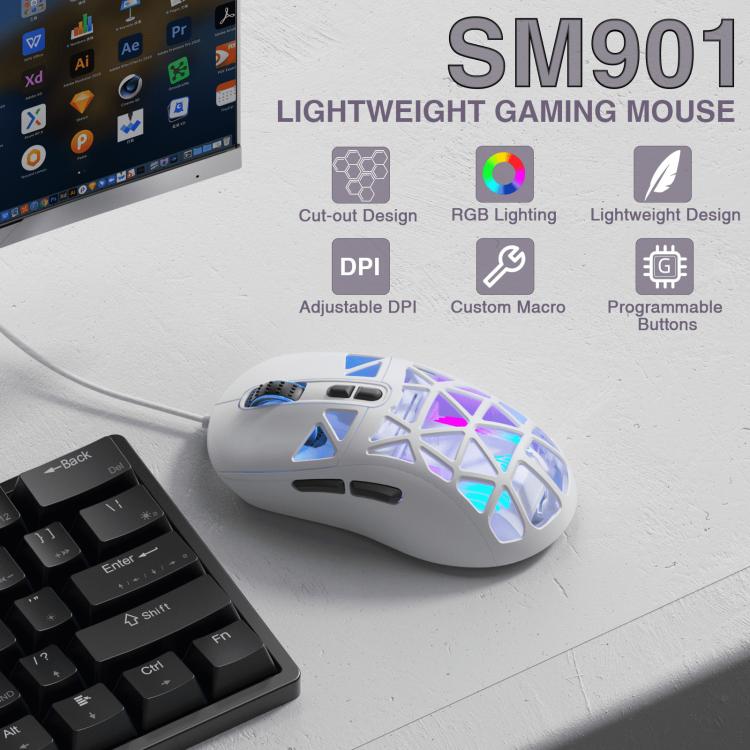 SOLAKAKA SM901 Hollow RGB Light Wired Gaming Mouse