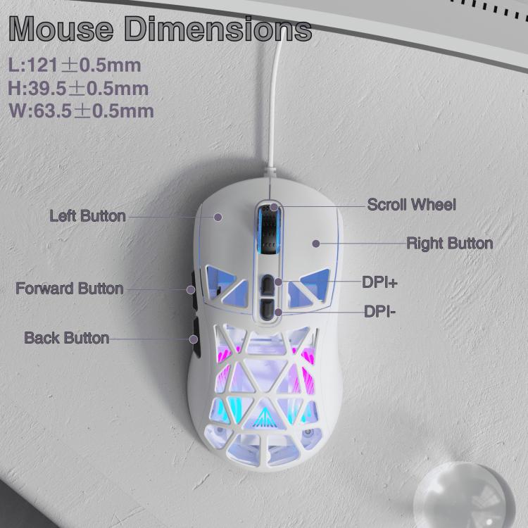 SOLAKAKA SM901 Hollow RGB Light Wired Gaming Mouse