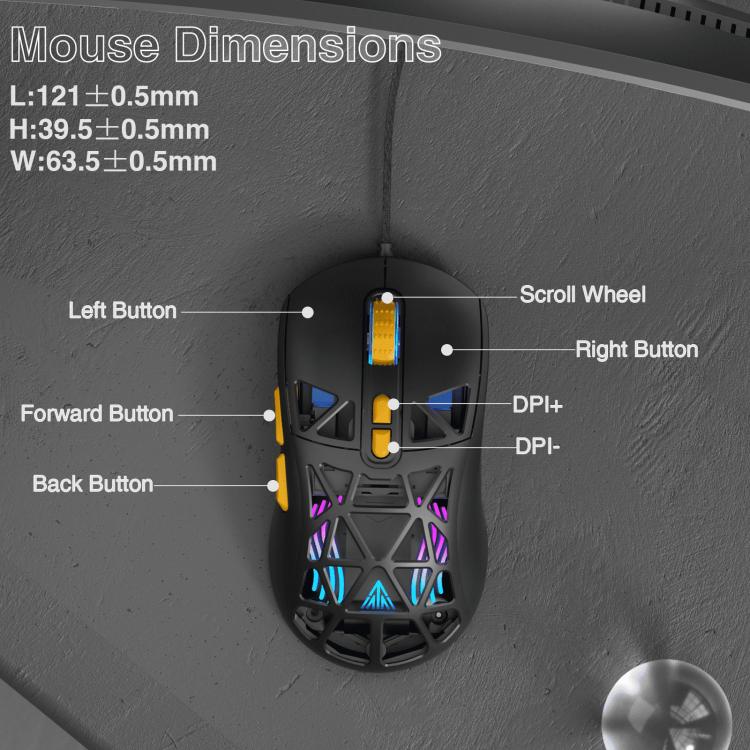 SOLAKAKA SM901 Hollow RGB Light Wired Gaming Mouse
