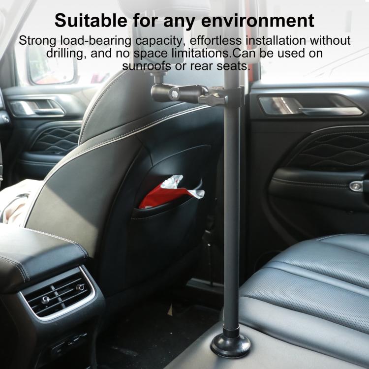 In-Car Camera Adjustable Mount Support Pole Extension Rod, Extend 5 in 1 Set with Clip Pocket Frame - Black