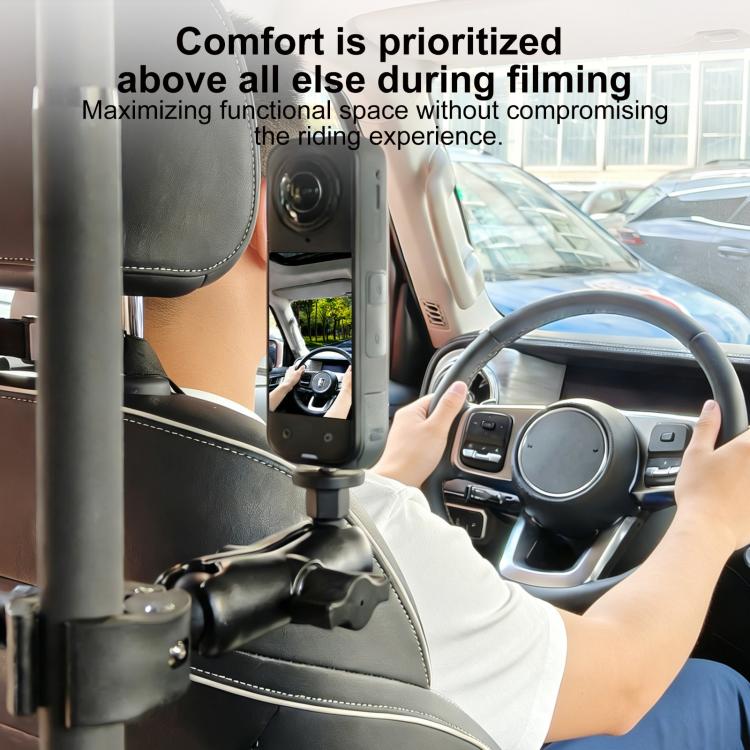 In-Car Camera Adjustable Mount Support Pole Extension Rod, Basic 3 in 1 Set with Clip Phone Holder - Black