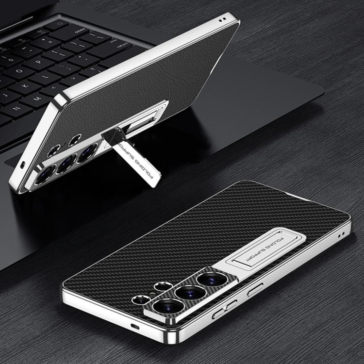 For Samsung Galaxy S26 Ultra 5G GKK Electroplated Leather Holder Phone Case