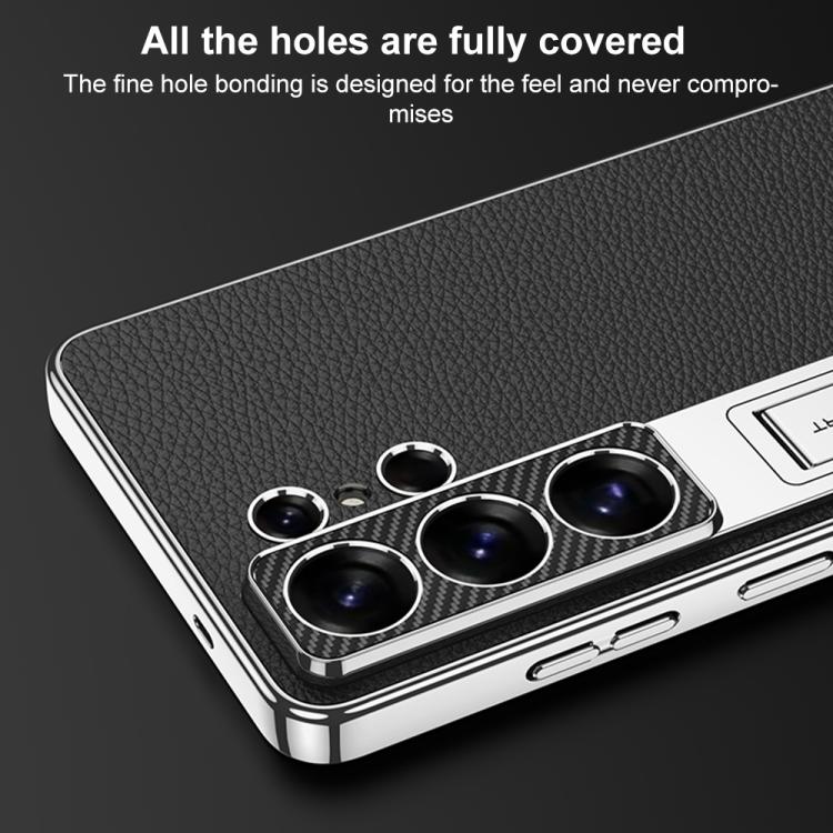 For Samsung Galaxy S26 Ultra 5G GKK Electroplated Leather Holder Phone Case