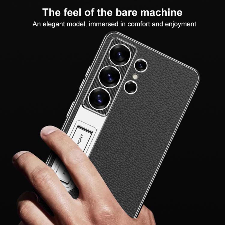 For Samsung Galaxy S26 Ultra 5G GKK Electroplated Leather Holder Phone Case