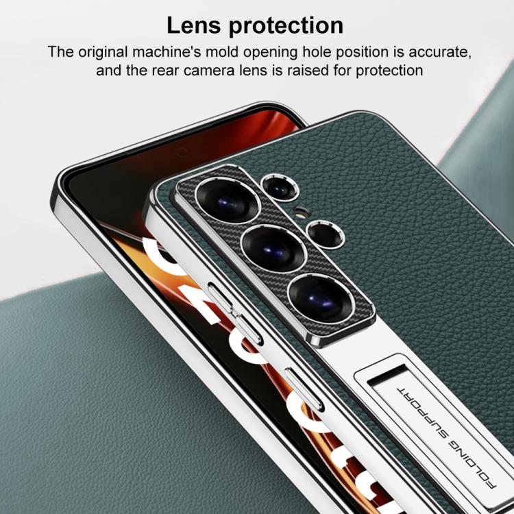 For Samsung Galaxy S26 Ultra 5G GKK Electroplated Leather Holder Phone Case