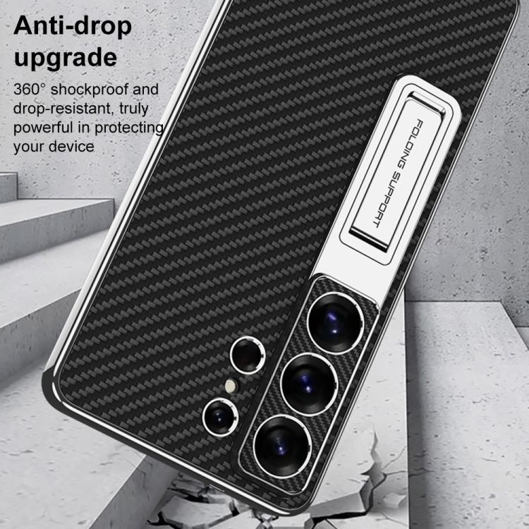 For Samsung Galaxy S26 Ultra 5G GKK Electroplated Leather Holder Phone Case