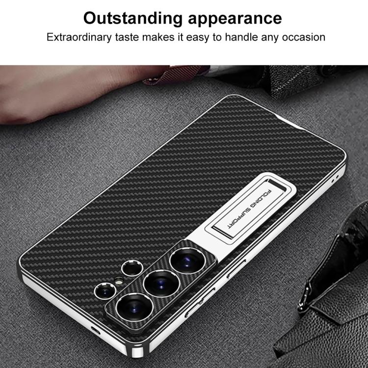 For Samsung Galaxy S26 Ultra 5G GKK Electroplated Leather Holder Phone Case