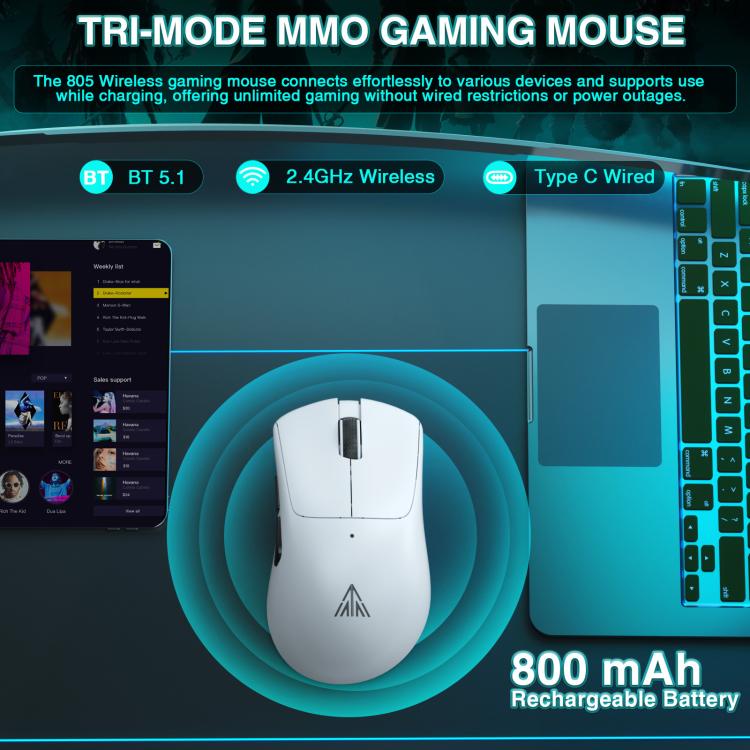 SOLAKAKA SM805 24000DPI 2.4GHz + BT + Wired Tri-mode Wireless Mouse