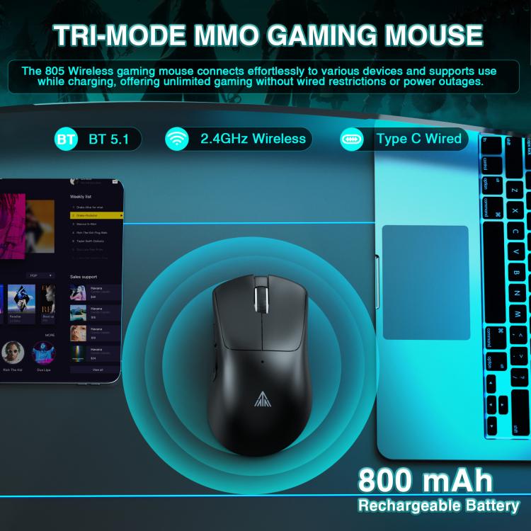 SOLAKAKA SM805 24000DPI 2.4GHz + BT + Wired Tri-mode Wireless Mouse