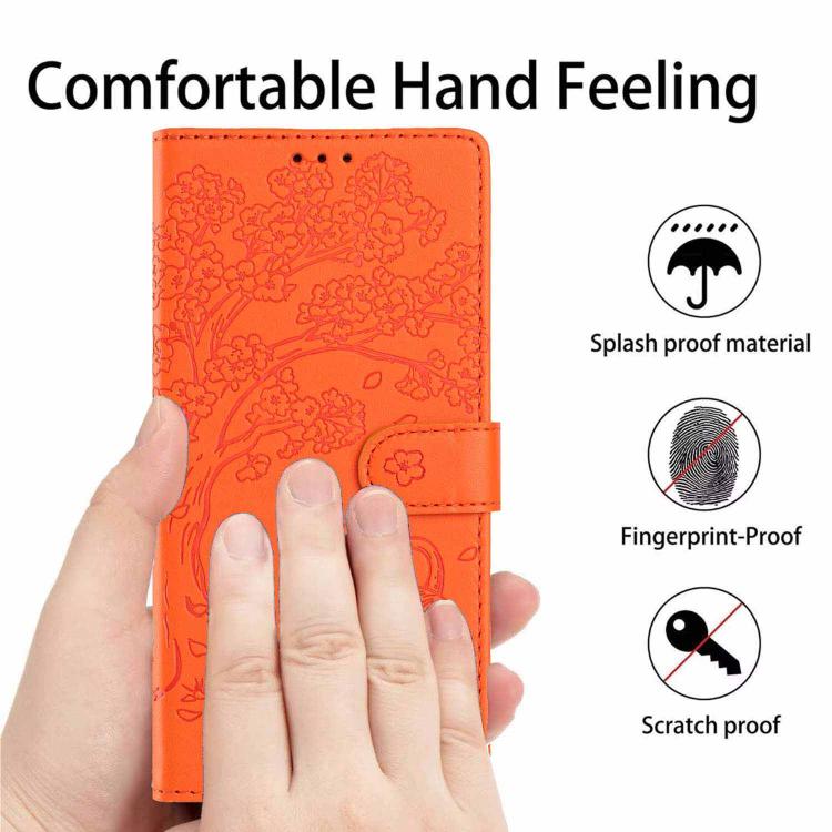 For Xiaomi 13 Pro Tree Cat Embossed Flip Vegan Leather Phone Case