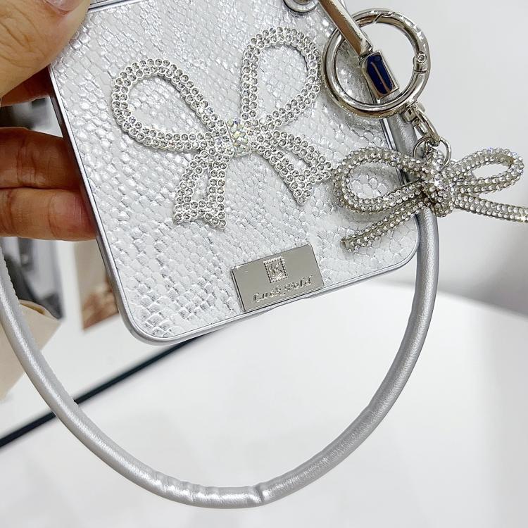 For OPPO Find N3 Flip Scale Texture Bow Phone Case with Wrist Strap / Nameplate