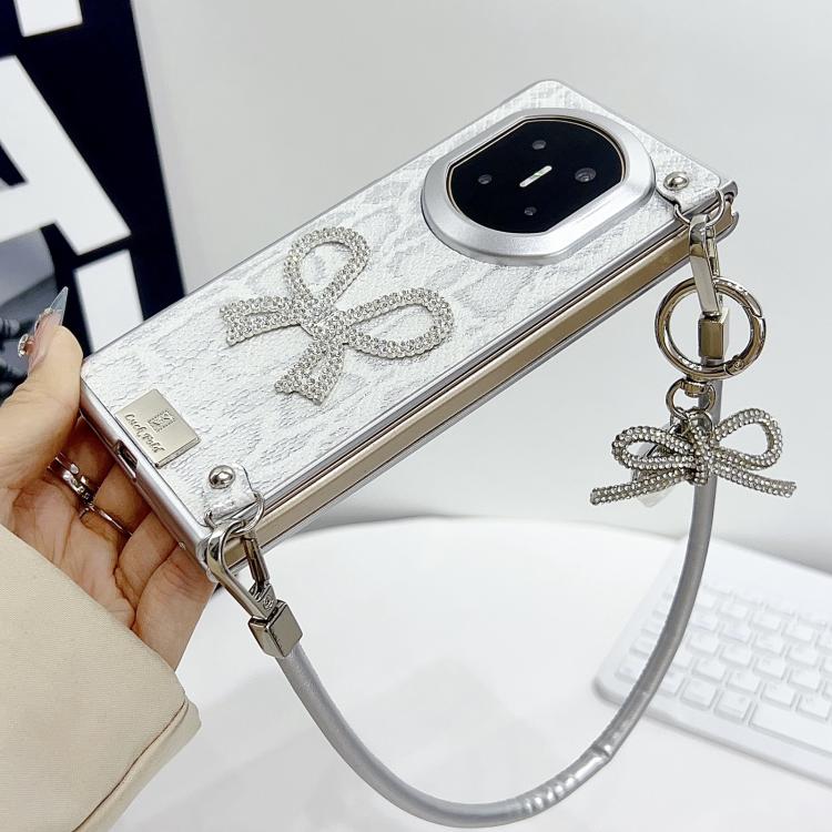 For Huawei Mate X7 Scale Texture Bow Phone Case with Wrist Strap / Nameplate