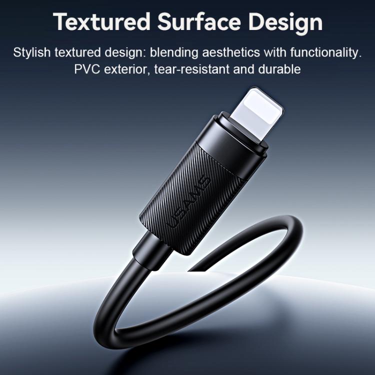 USAMS SJ781 U94 USB-C / Type-C to 8 Pin PD30W Fast Charging Data Cable, Length:1m - Black