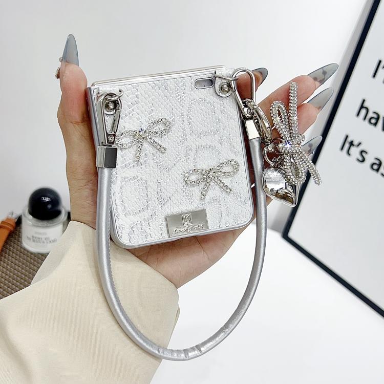 For Xiaomi Mix Flip Scale Texture Bow Phone Case with Wrist Strap / Nameplate