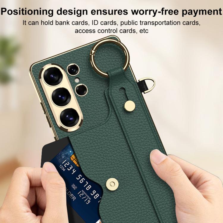 For Samsung Galaxy S26 Ultra 5G GKK Plating Leather Card Holder Full Coverage Phone Case With Bracelet