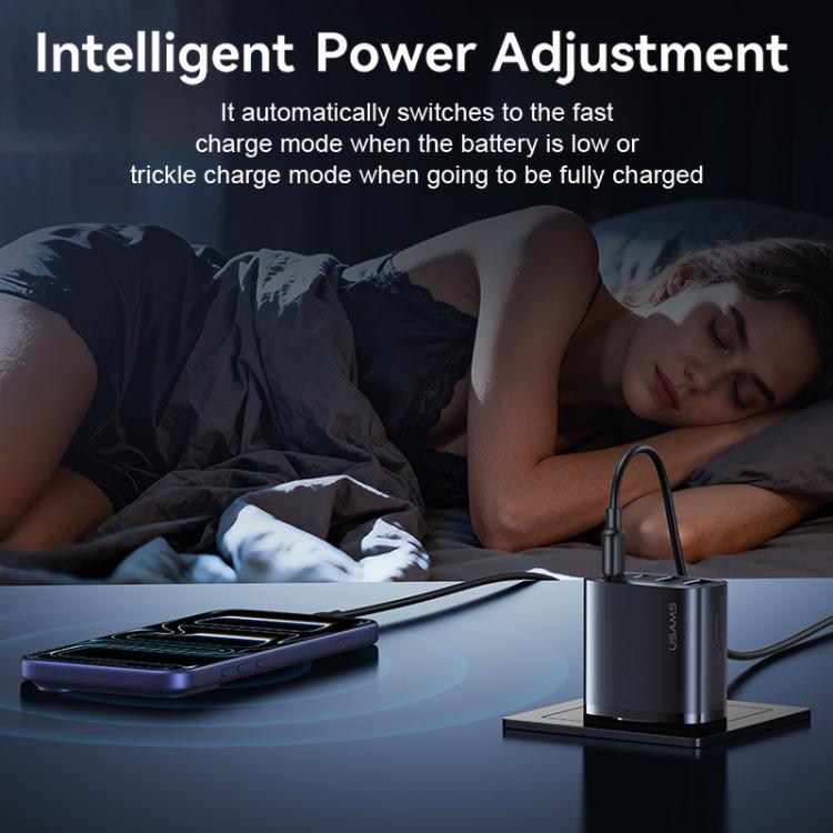 USAMS T70 CC330 40W Dual USB-A and Dual USB-C / Type-C 4-Port GaN Fast Charger, Plug:EU Plug - Black