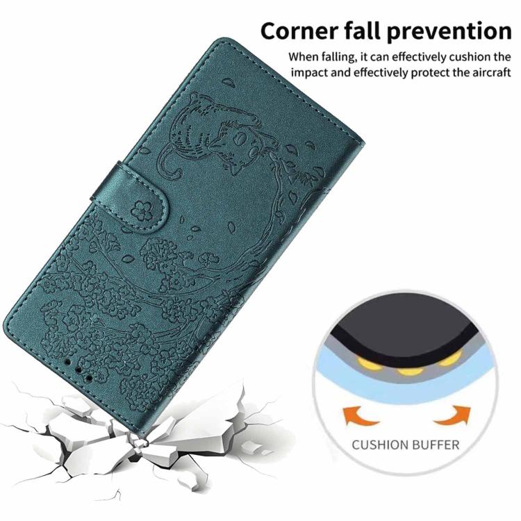 For Redmi Note 13 4G Tree Cat Embossed Flip Vegan Leather Phone Case