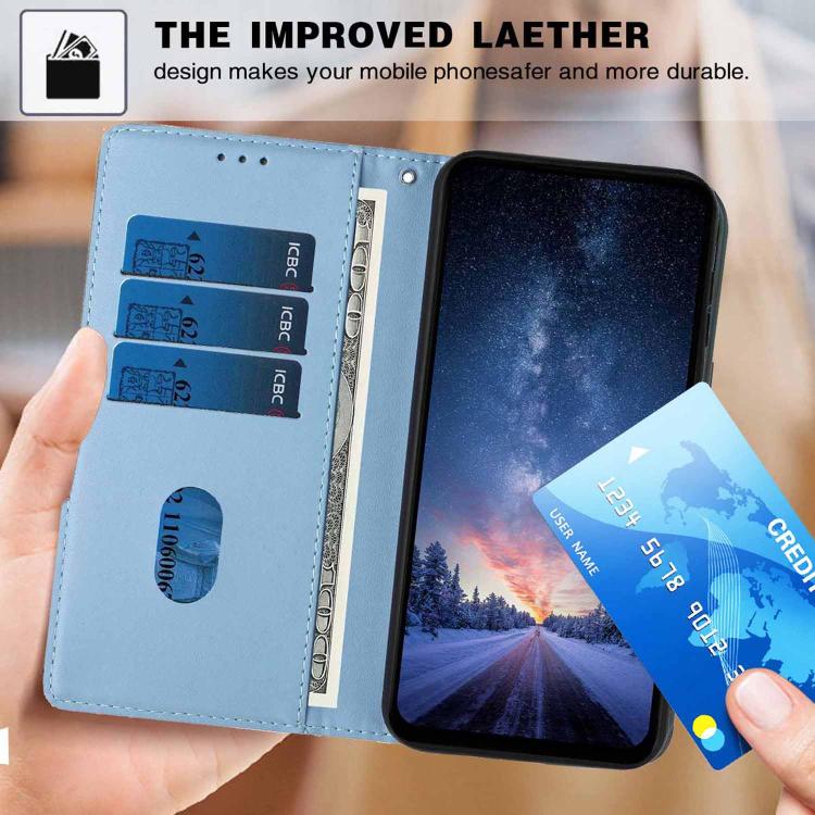 For Redmi Note 14S 4G Tree Cat Embossed Flip Vegan Leather Phone Case