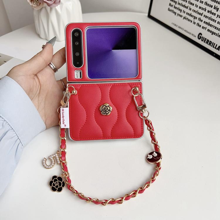 For Huawei Pura X Puffer Jacket 3D Camellia Pattern Phone Case with Wrist Strap