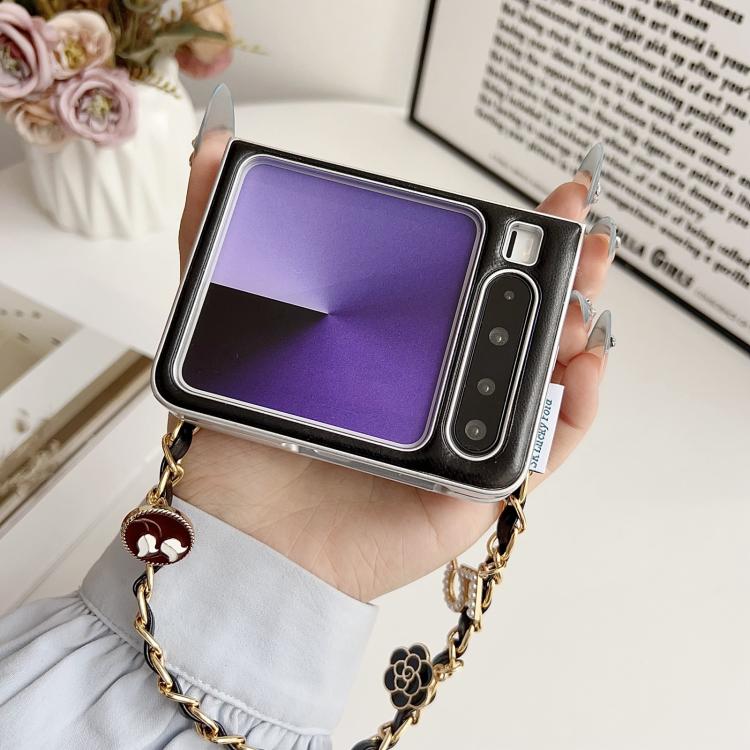 For Huawei Pura X Puffer Jacket 3D Camellia Pattern Phone Case with Wrist Strap